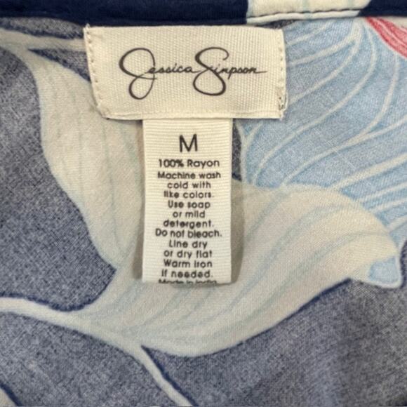 Jessica Simpson-Blue Floral Maxi Dress, Sleeveless V-neck - Picture 5 of 6